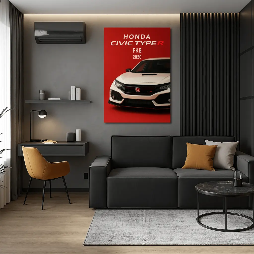 Honda Civic Type R FK8 Red Background – Wall Art