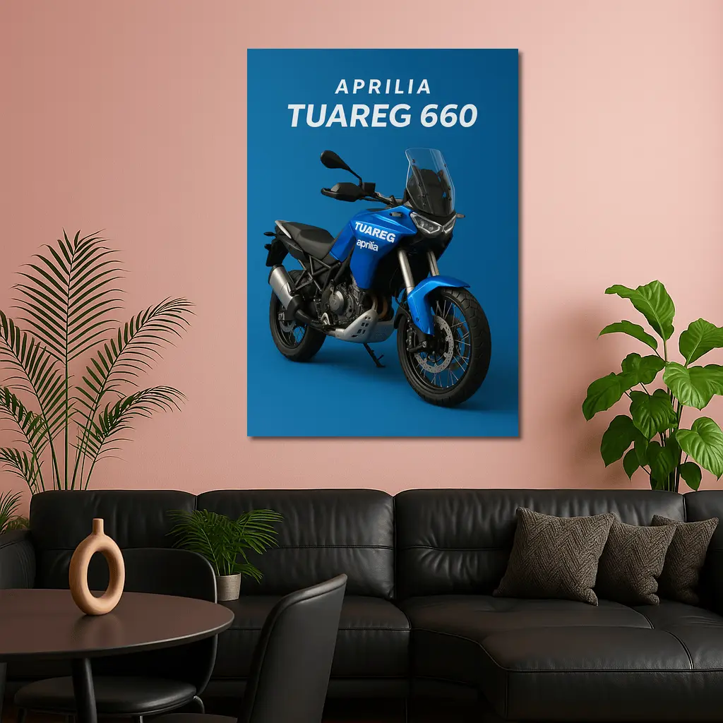 Aprilia Tuareg Adventure Motorcycle Blue Background – Wall Art