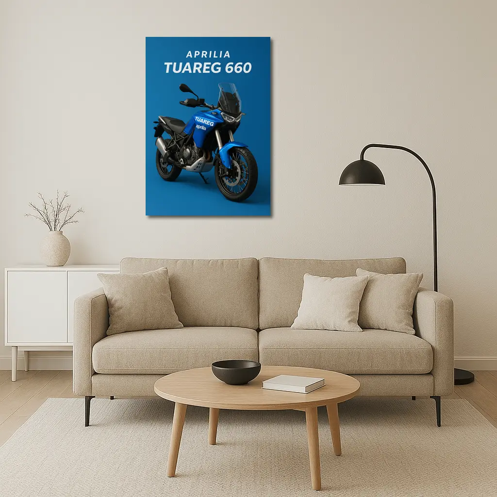 Aprilia Tuareg Adventure Motorcycle Blue Background – Wall Art