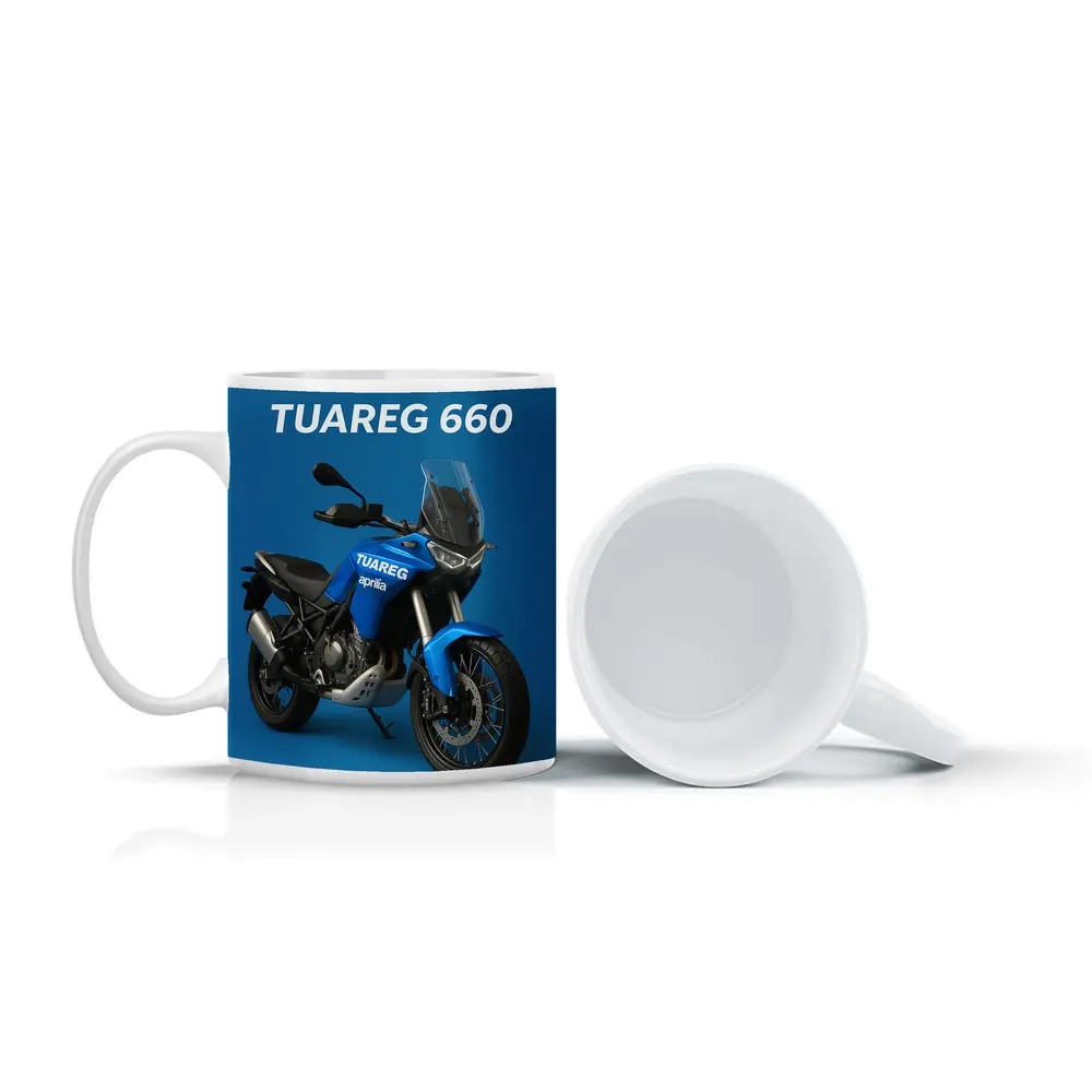 Aprilia Tuareg Adventure Motorcycle Blue Background – Mugs