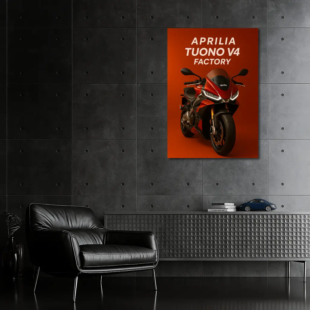Aprilia Tuono V4 Factory Red Background – Wall Art