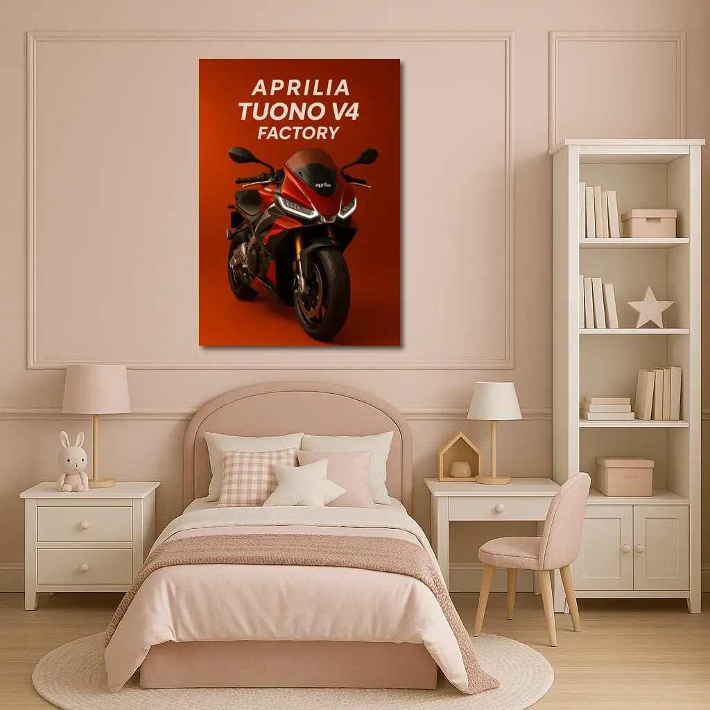 Aprilia Tuono V4 Factory Red Background – Wall Art