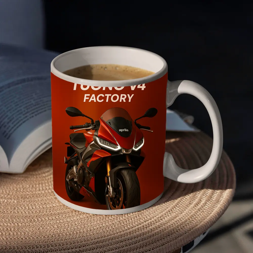 Aprilia Tuono V4 Factory Red Background – Mugs