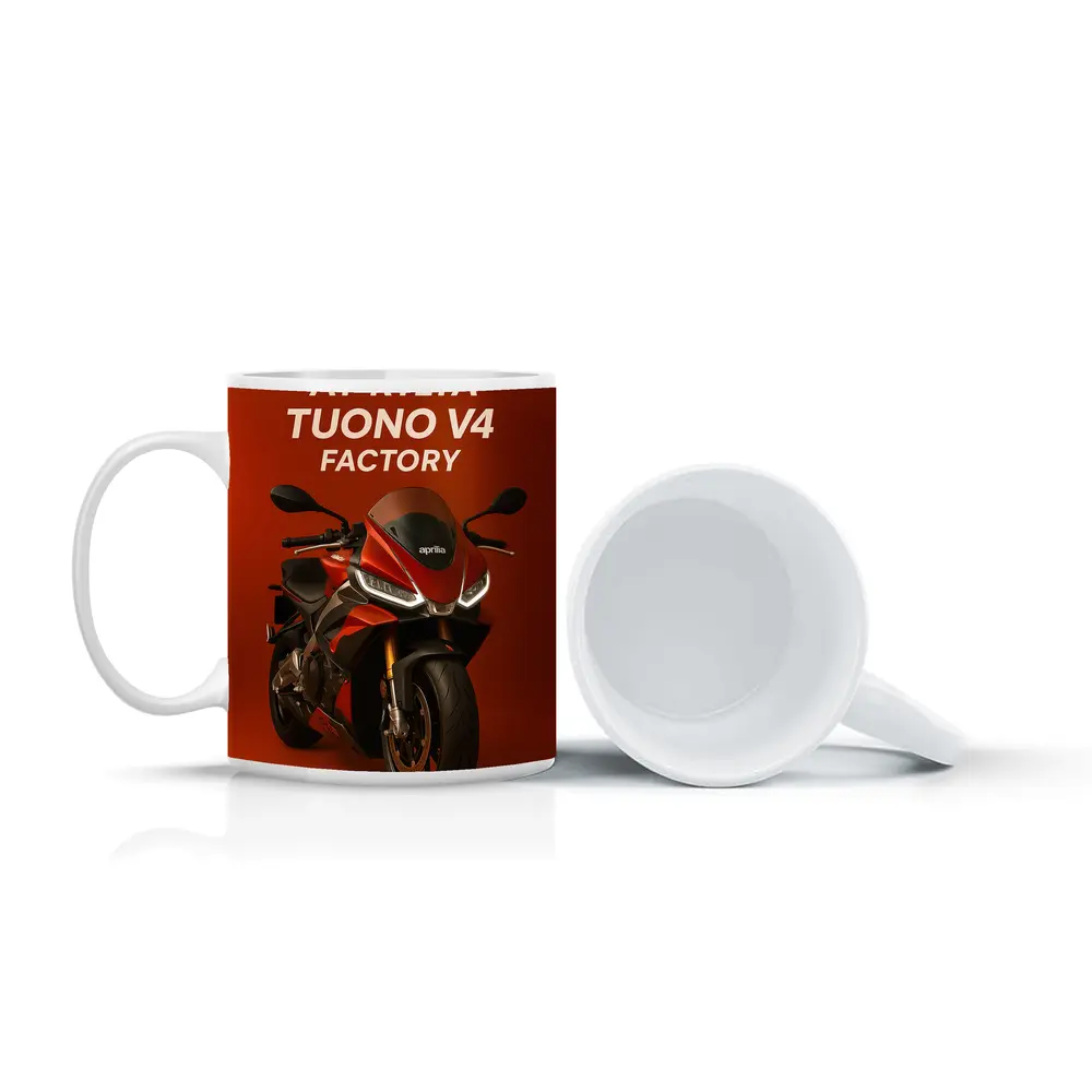 Aprilia Tuono V4 Factory Red Background – Mugs