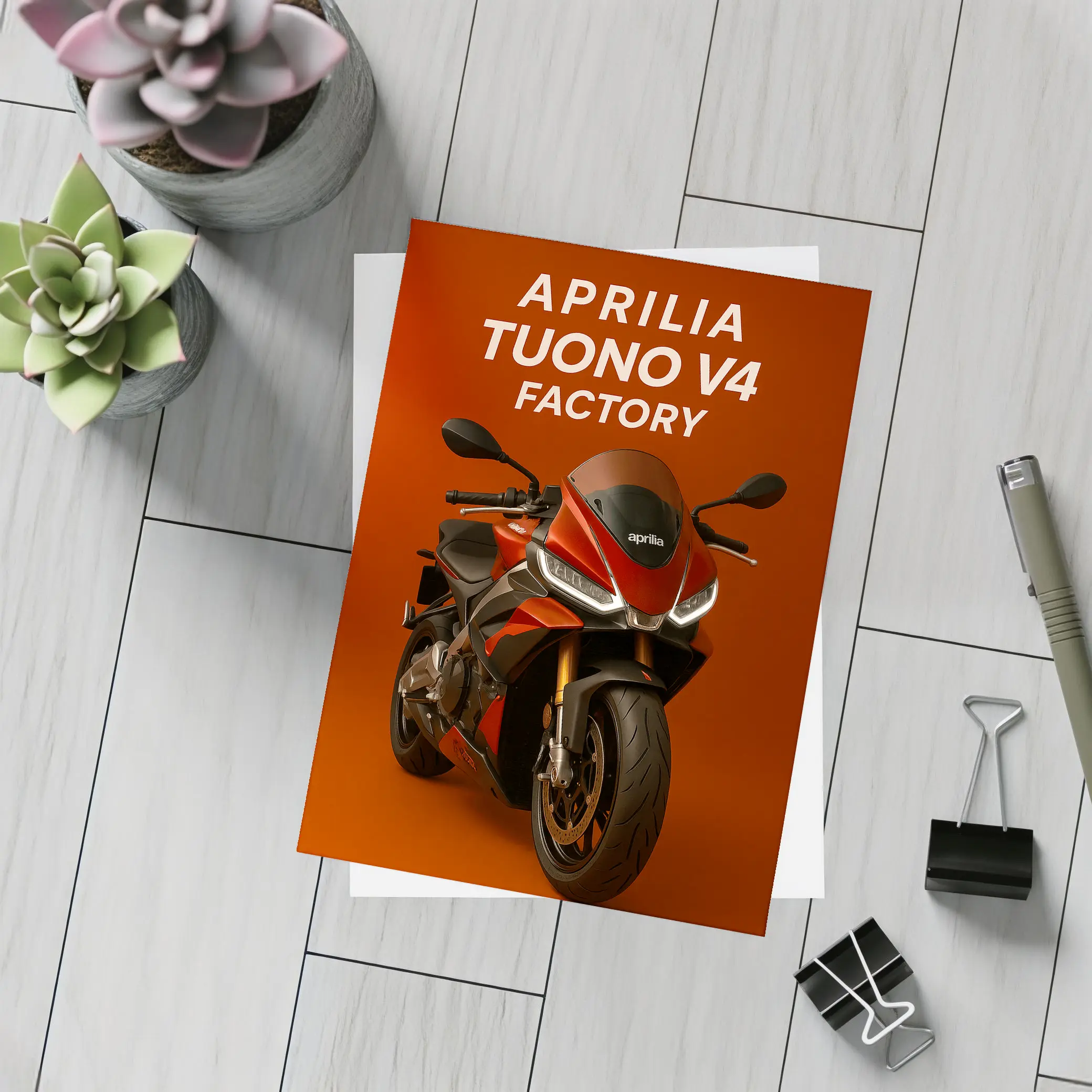 Aprilia Tuono V4 Factory Red Background – Postcards