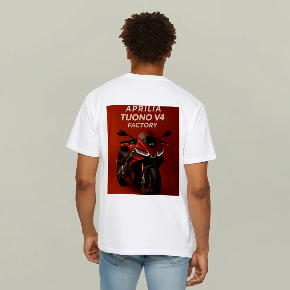 Aprilia Tuono V4 Factory Red Background – T-Shirts