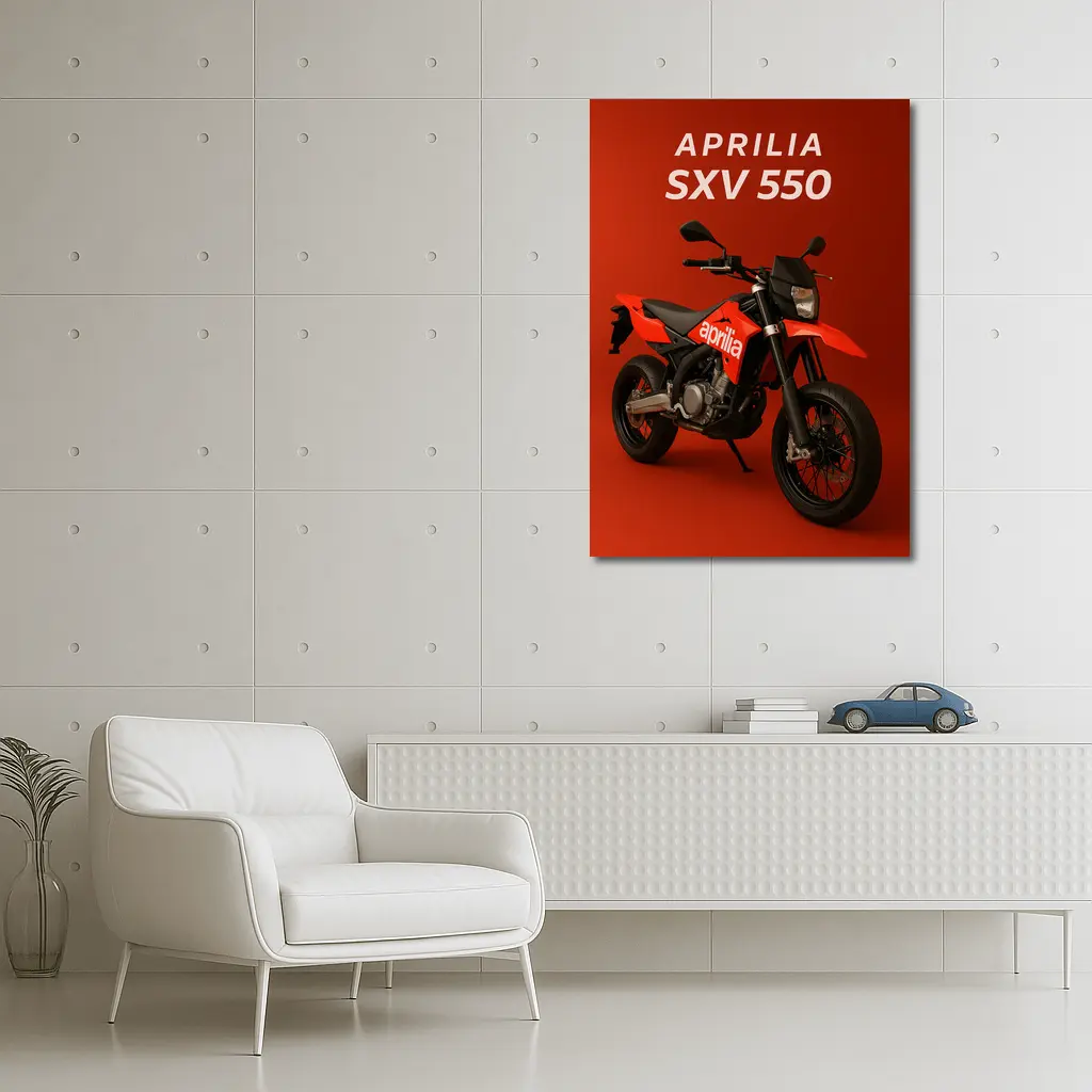Aprilia SXV 550 Supermoto Red Background – Wall Art