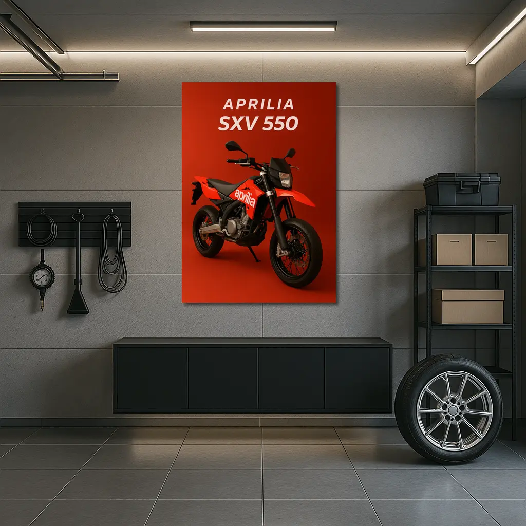 Aprilia SXV 550 Supermoto Red Background – Wall Art
