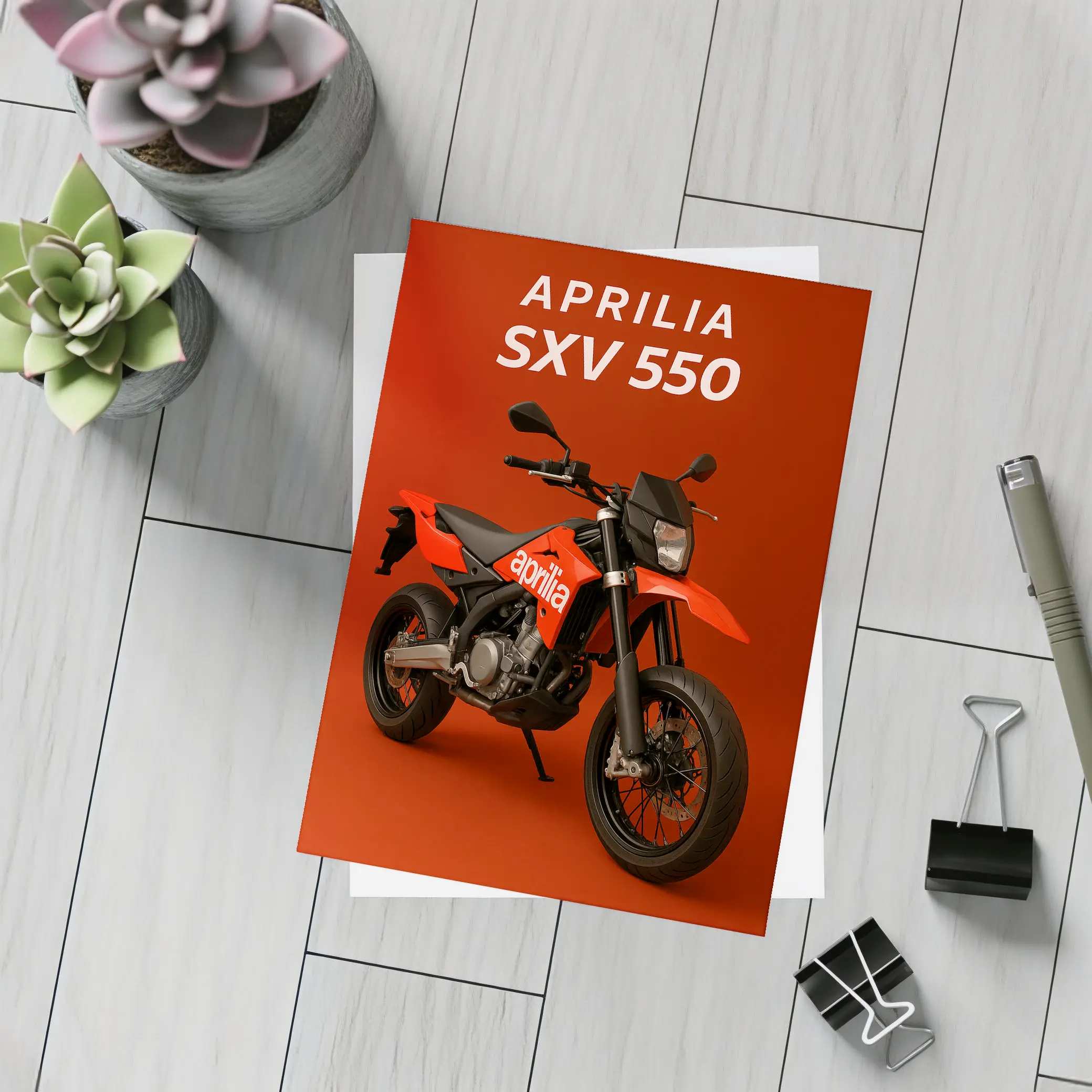 Aprilia SXV 550 Supermoto Red Background – Postcards
