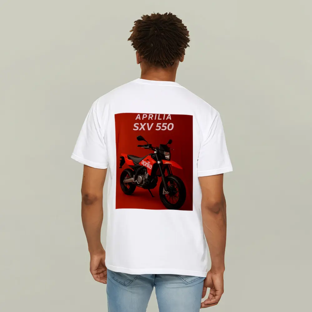 Aprilia SXV 550 Supermoto Red Background – T-Shirts