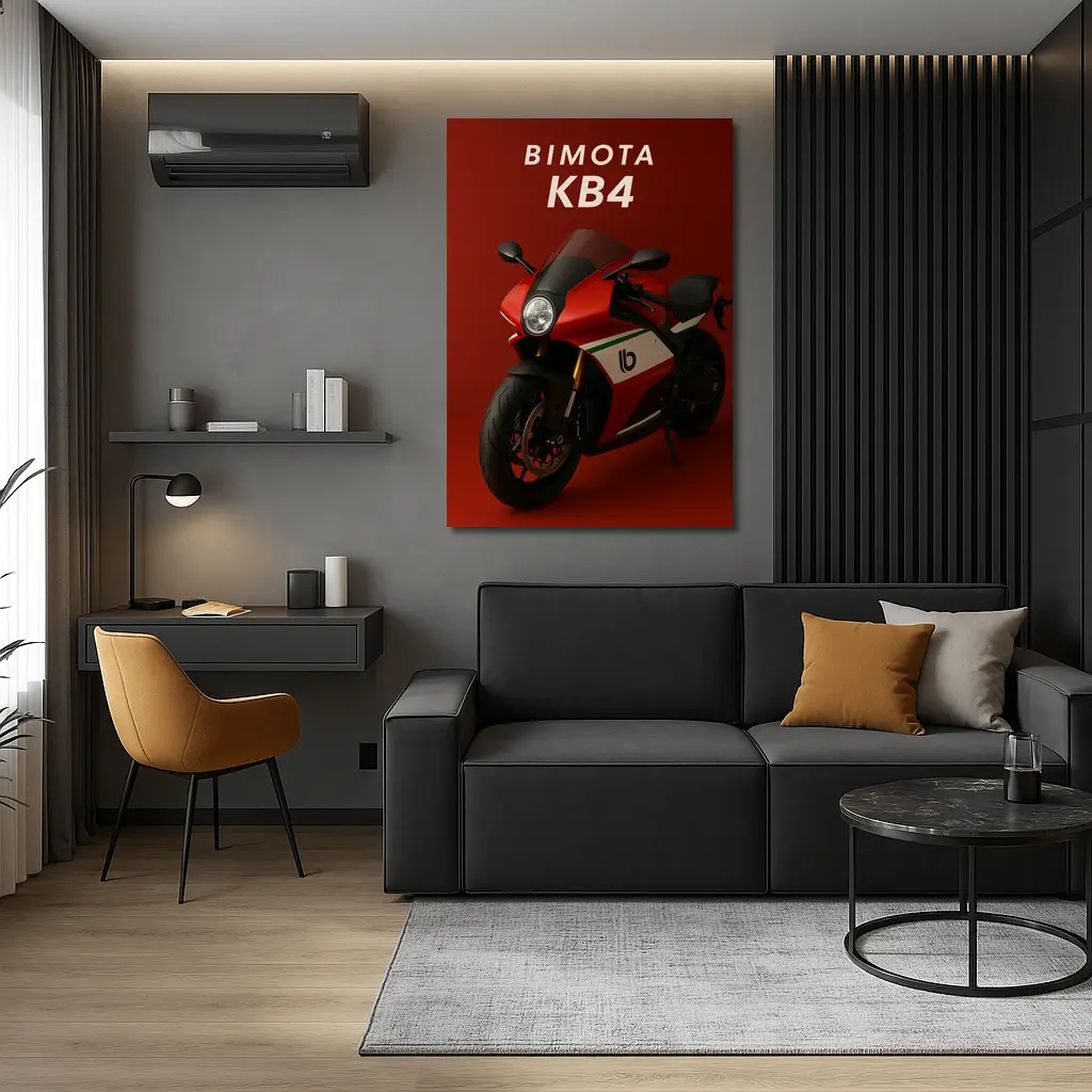 Bimota KB4 Sport Bike Red Background – Wall Art
