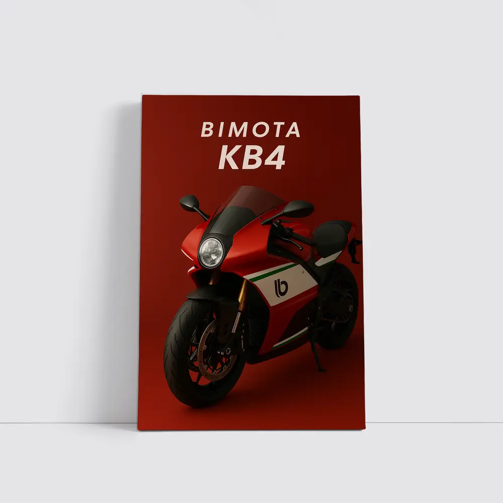 Bimota KB4 Sport Bike Red Background – Wall Art