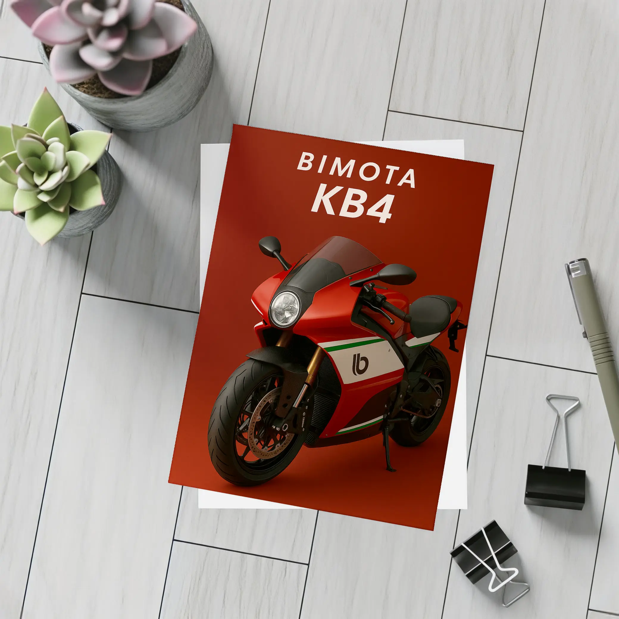 Bimota KB4 Sport Bike Red Background – Postcards