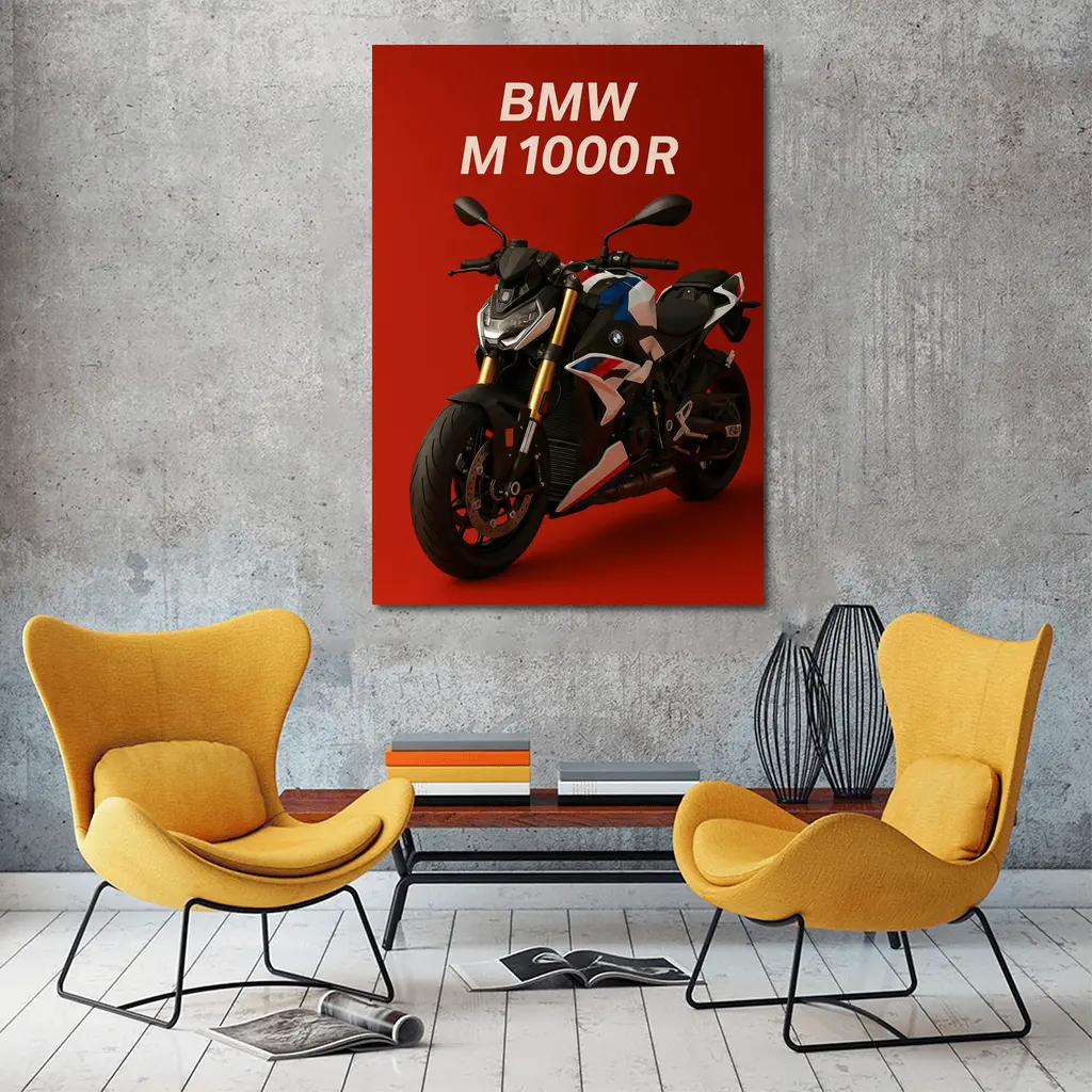 BMW M1000R Naked Bike Red Background – Wall Art