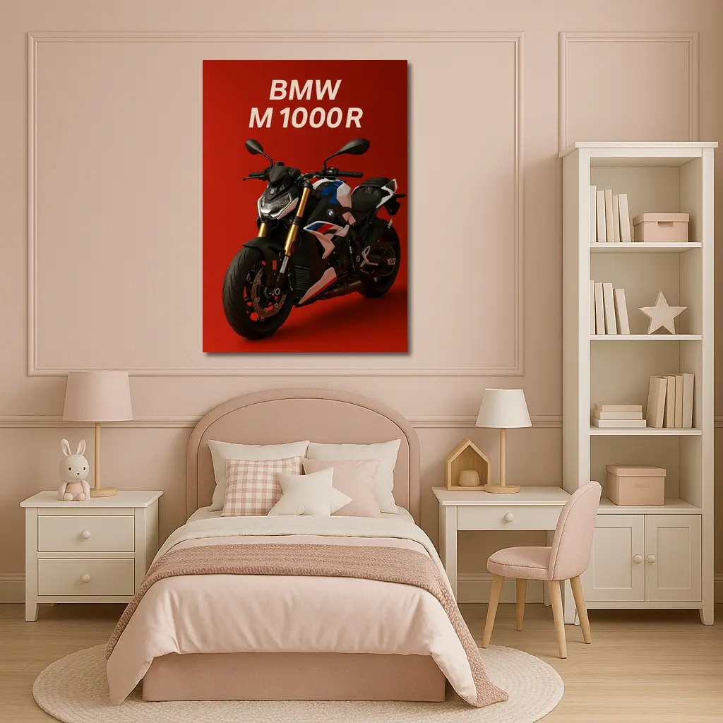 BMW M1000R Naked Bike Red Background – Wall Art