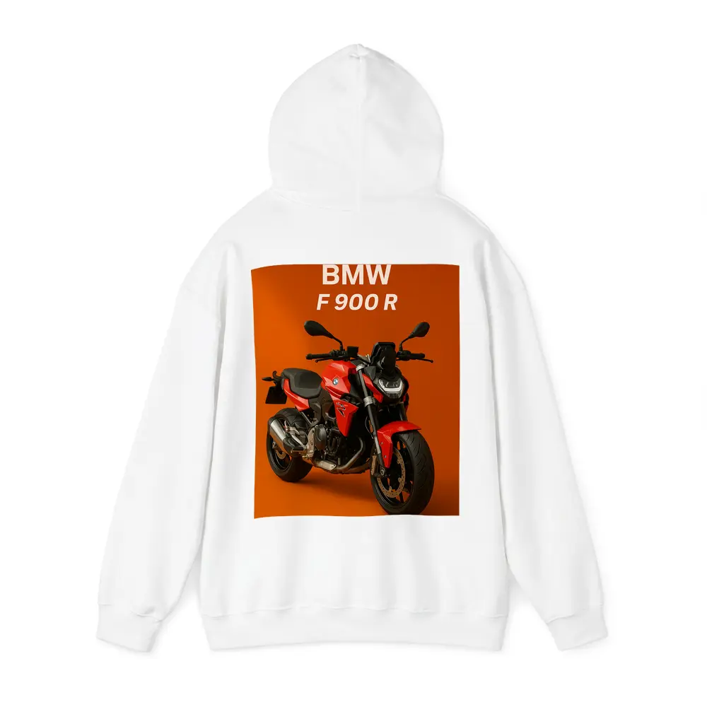 BMW F900R Red Motorcycle Orange Background – Hoodies