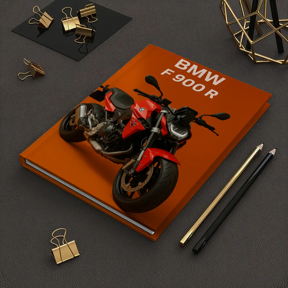 BMW F900R Red Motorcycle Orange Background – Notebooks