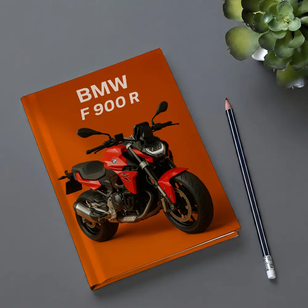 BMW F900R Red Motorcycle Orange Background – Notebooks