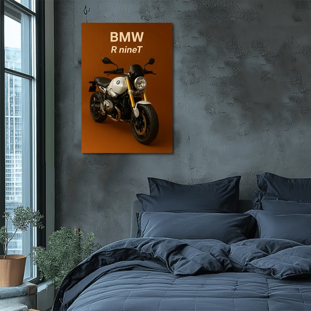 BMW R nineT Motorcycle Brown Background – Wall Art