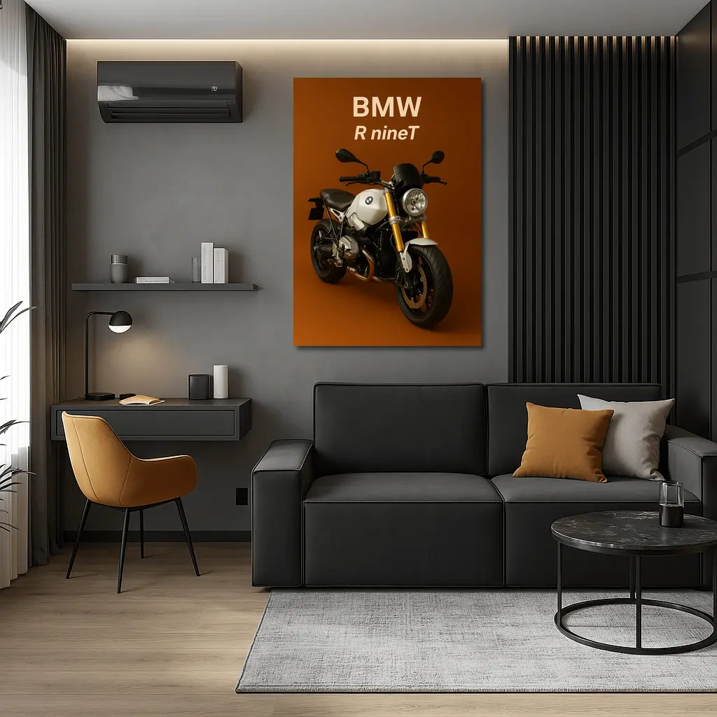 BMW R nineT Motorcycle Brown Background – Wall Art