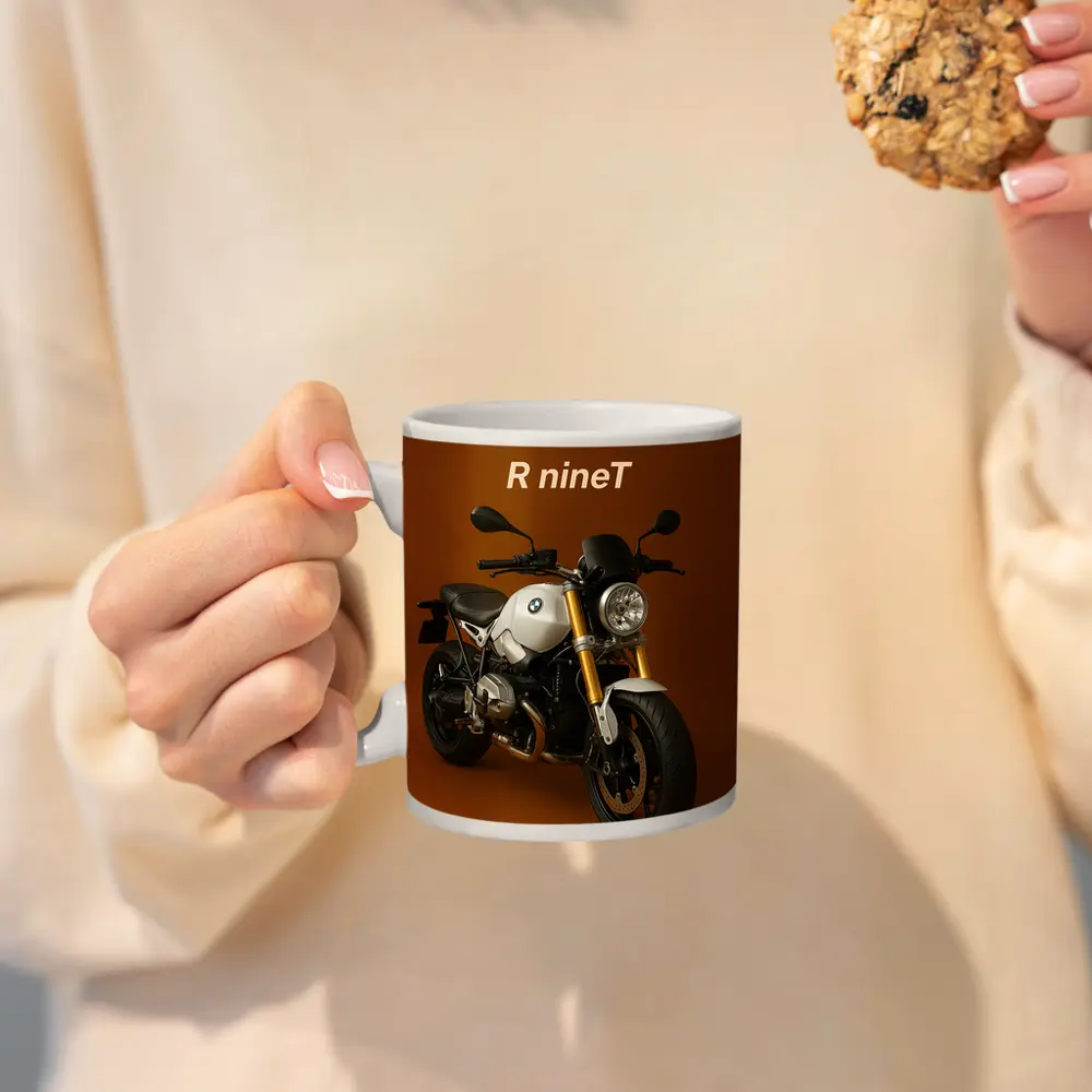 BMW R nineT Motorcycle Brown Background – Mugs