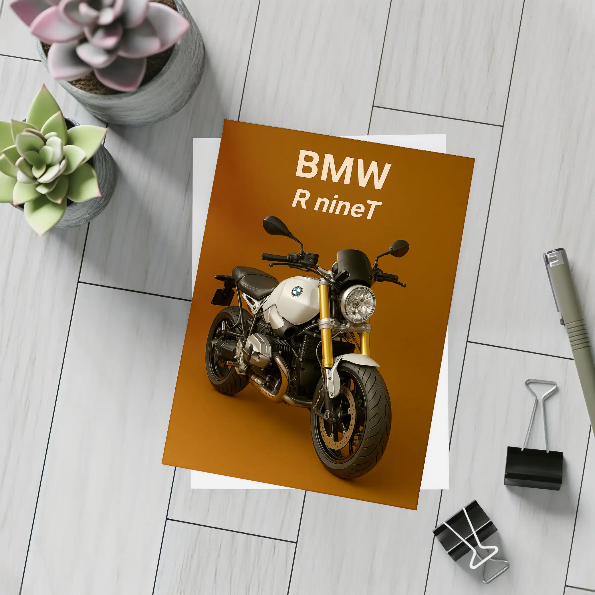 BMW R nineT Motorcycle Brown Background – Postcards