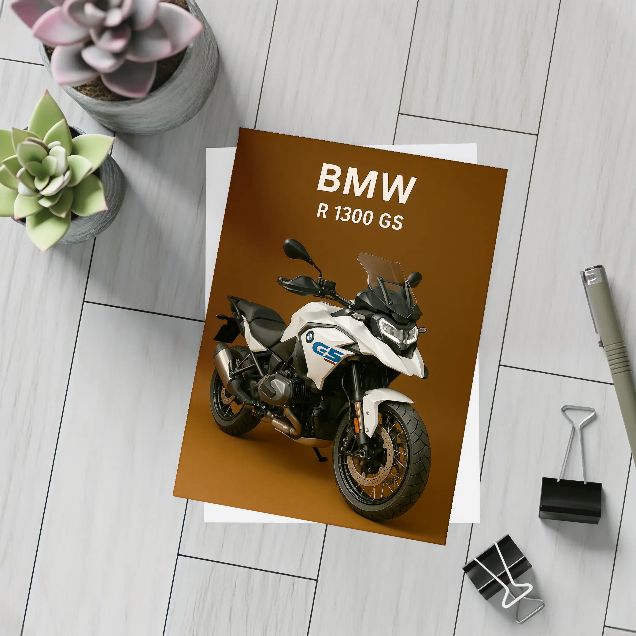BMW R 1300 GS Adventure Motorcycle Brown Background – Postcards
