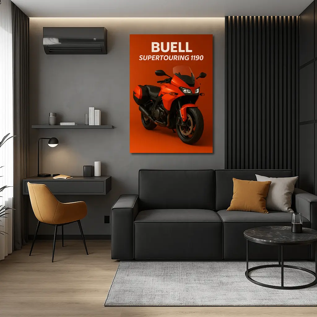 Buell Supertouring 1190 Motorcycle Orange Background – Wall Art