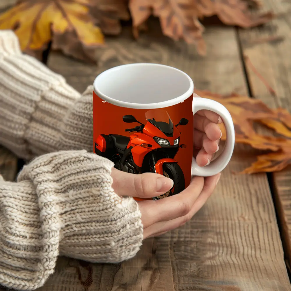Buell Supertouring 1190 Motorcycle Orange Background – Mugs