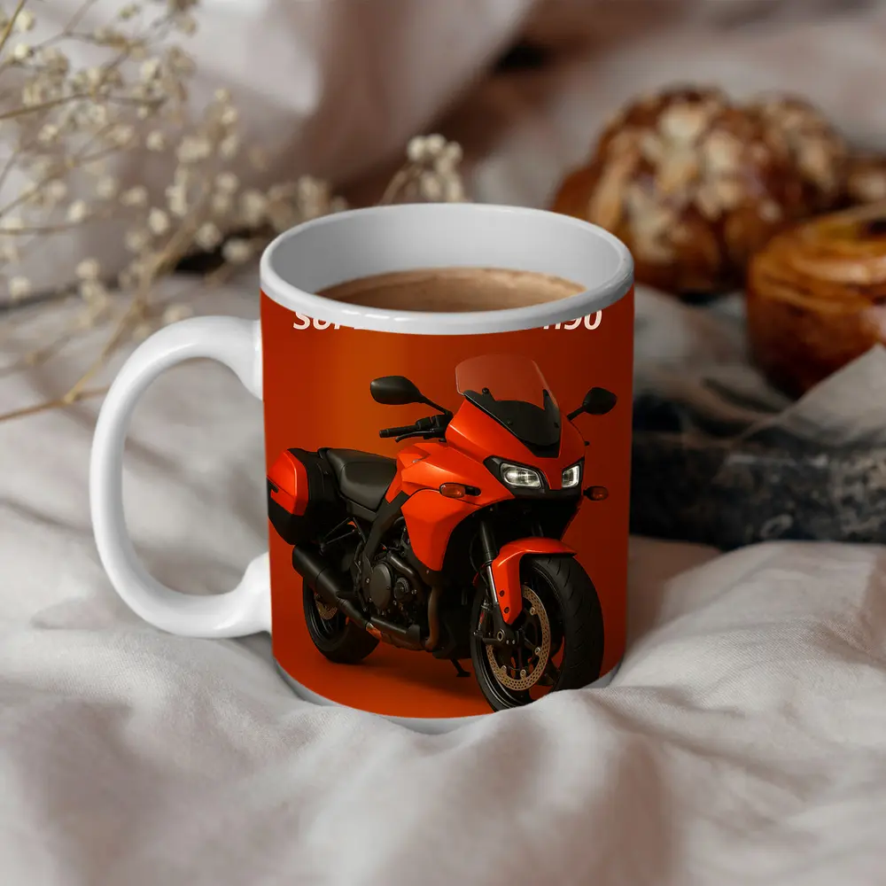 Buell Supertouring 1190 Motorcycle Orange Background – Mugs