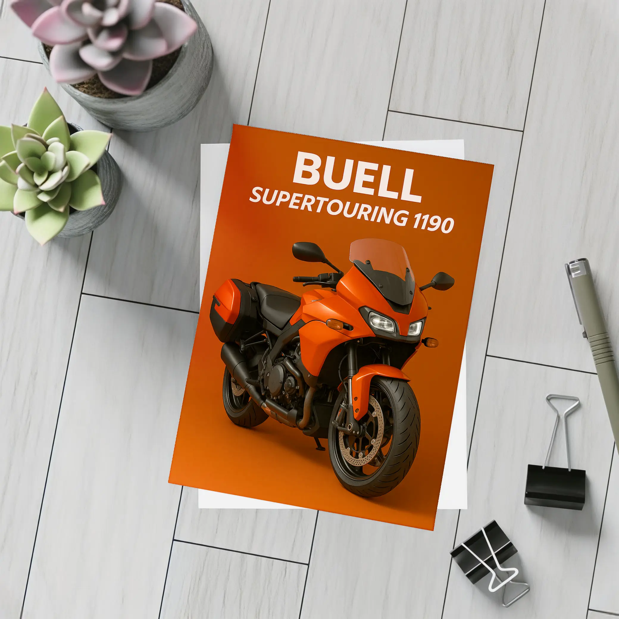 Buell Supertouring 1190 Motorcycle Orange Background – Postcards