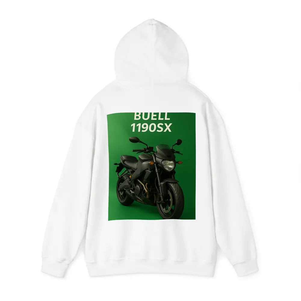 Buell 1190SX Streetfighter Motorcycle Green Background – Hoodies
