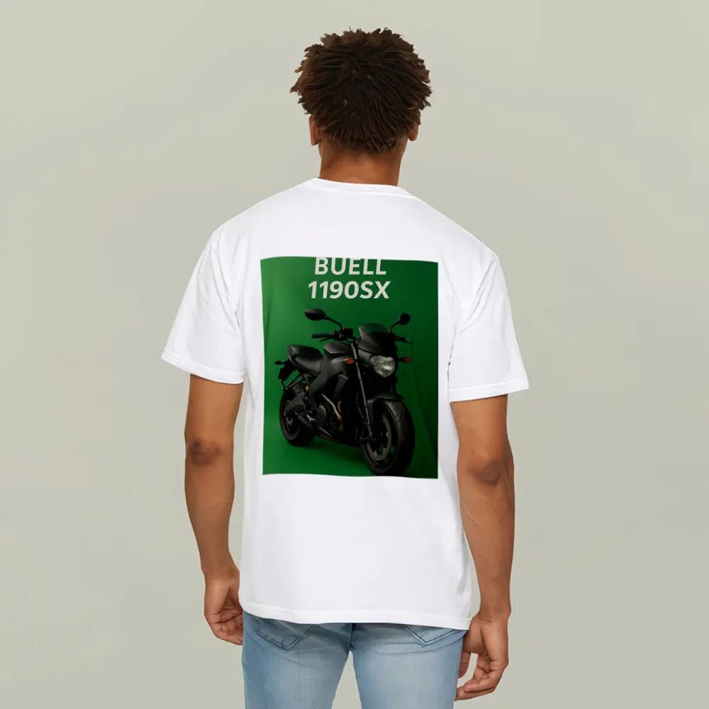 Buell 1190SX Streetfighter Motorcycle Green Background – T-Shirts