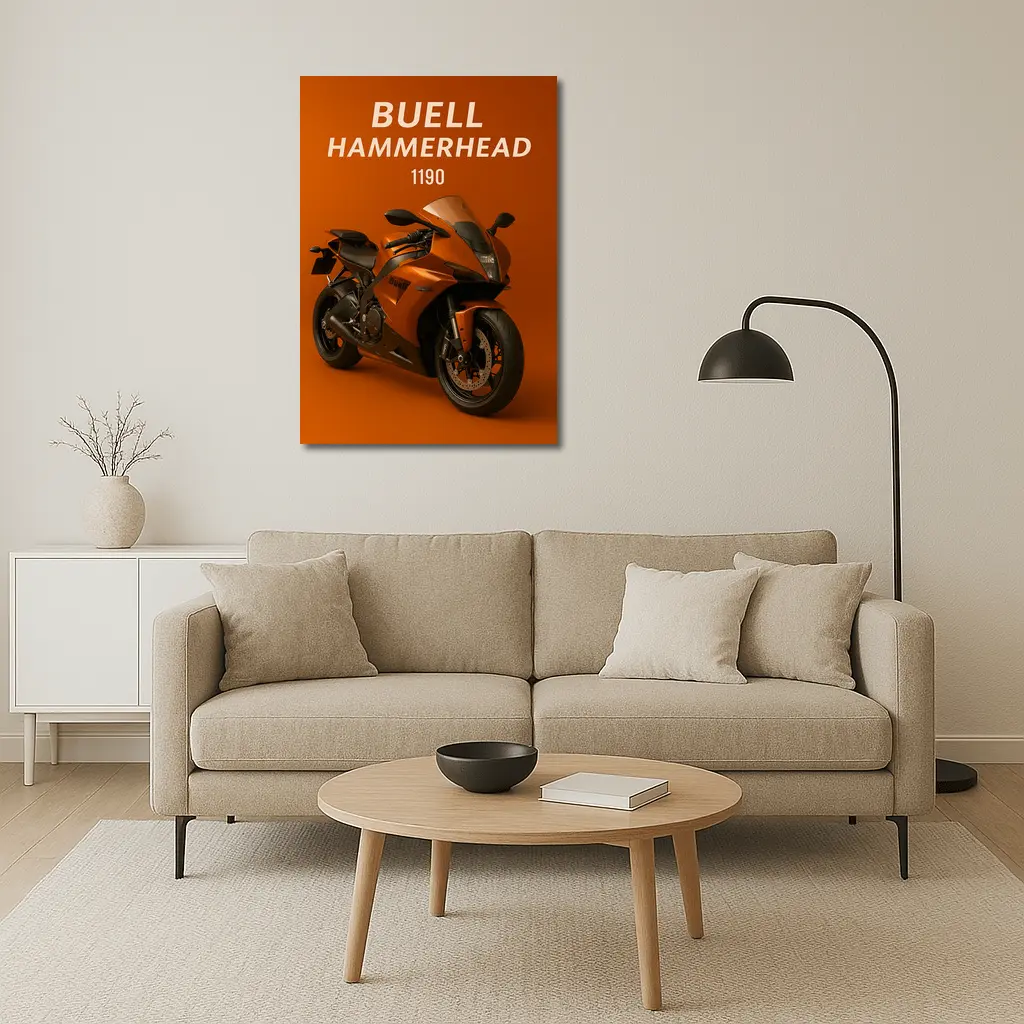 Buell Hammerhead Motorcycle Orange Bold Background – Wall Art