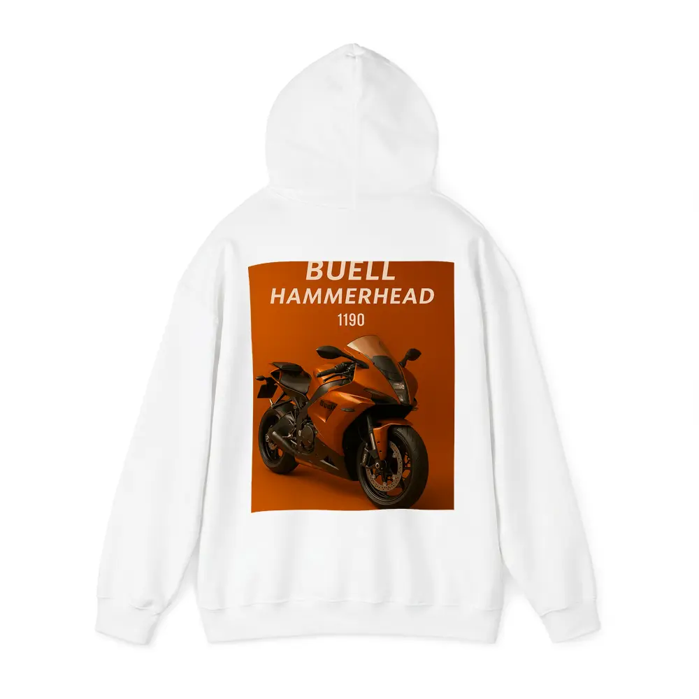 Buell Hammerhead Motorcycle Orange Bold Background – Hoodies