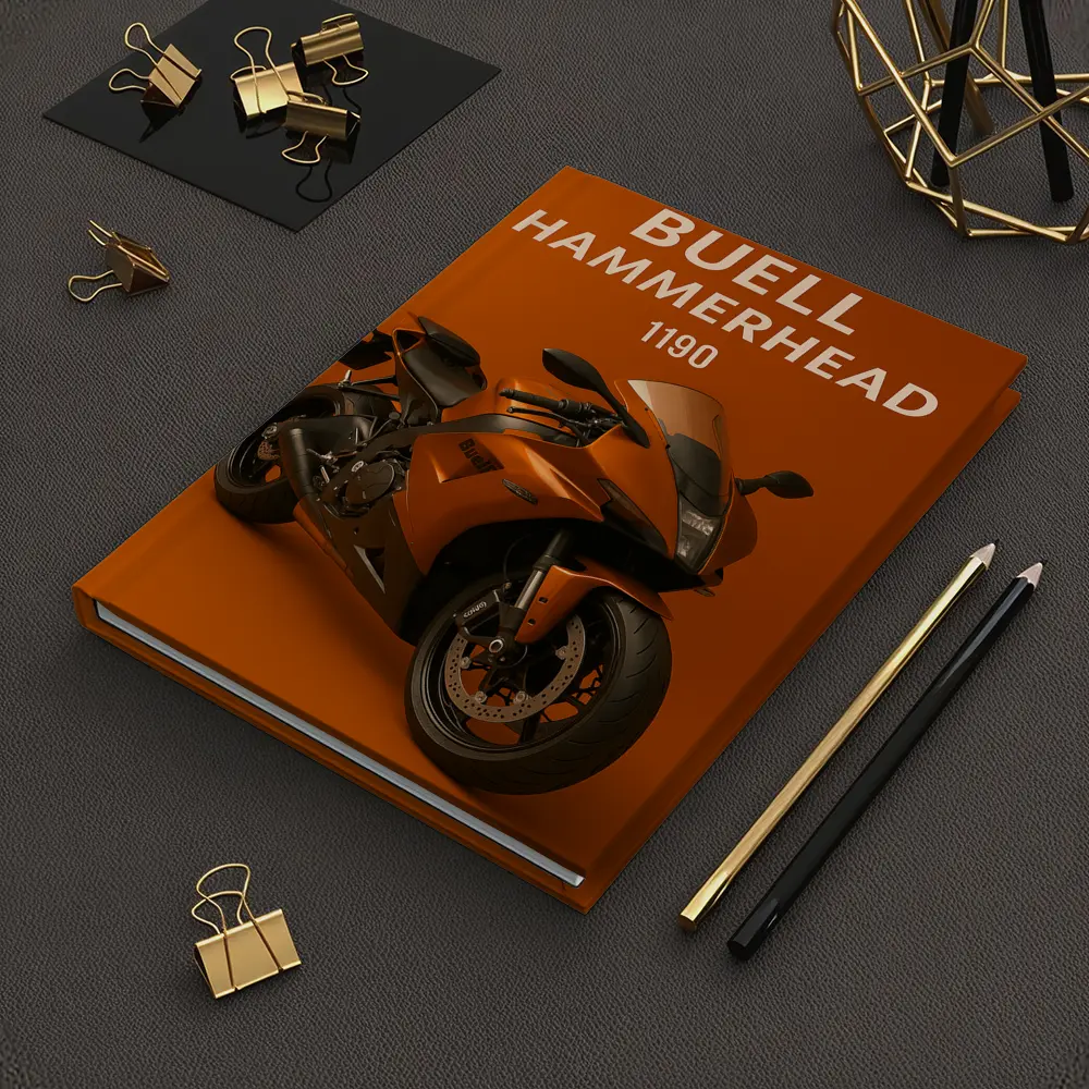 Buell Hammerhead Motorcycle Orange Bold Background – Notebooks