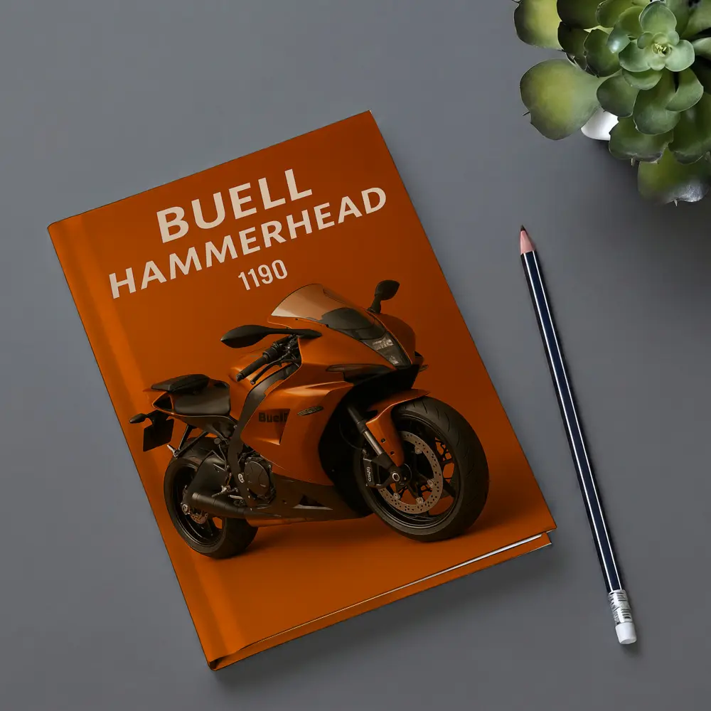 Buell Hammerhead Motorcycle Orange Bold Background – Notebooks