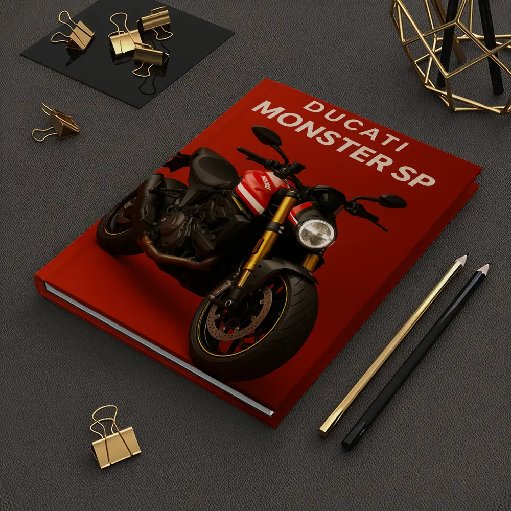 Ducati Monster SP Motorcycle Red Background – Notebooks
