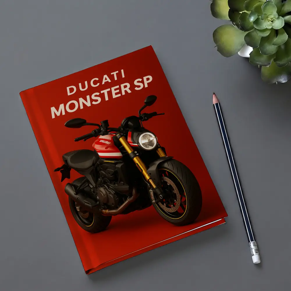Ducati Monster SP Motorcycle Red Background – Notebooks