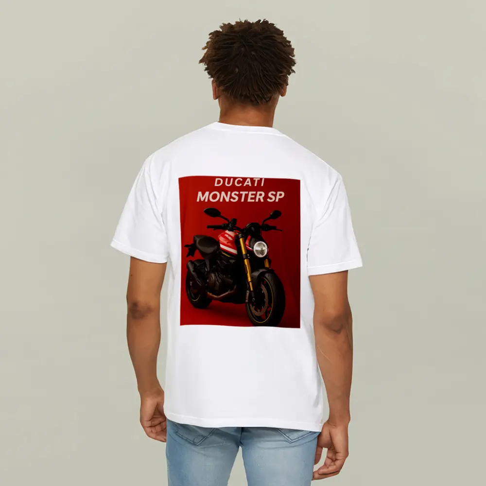 Ducati Monster SP Motorcycle Red Background – T-Shirts