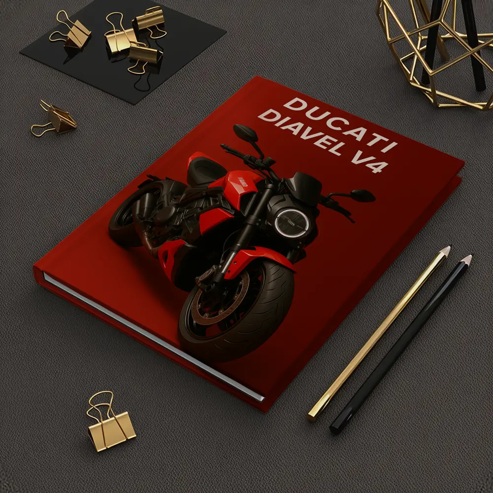 Ducati Diavel V4 Motorcycle Red Background – Notebooks