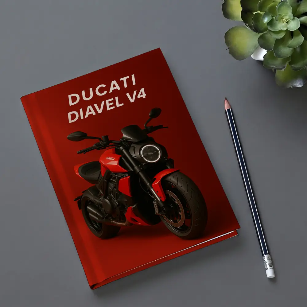 Ducati Diavel V4 Motorcycle Red Background – Notebooks