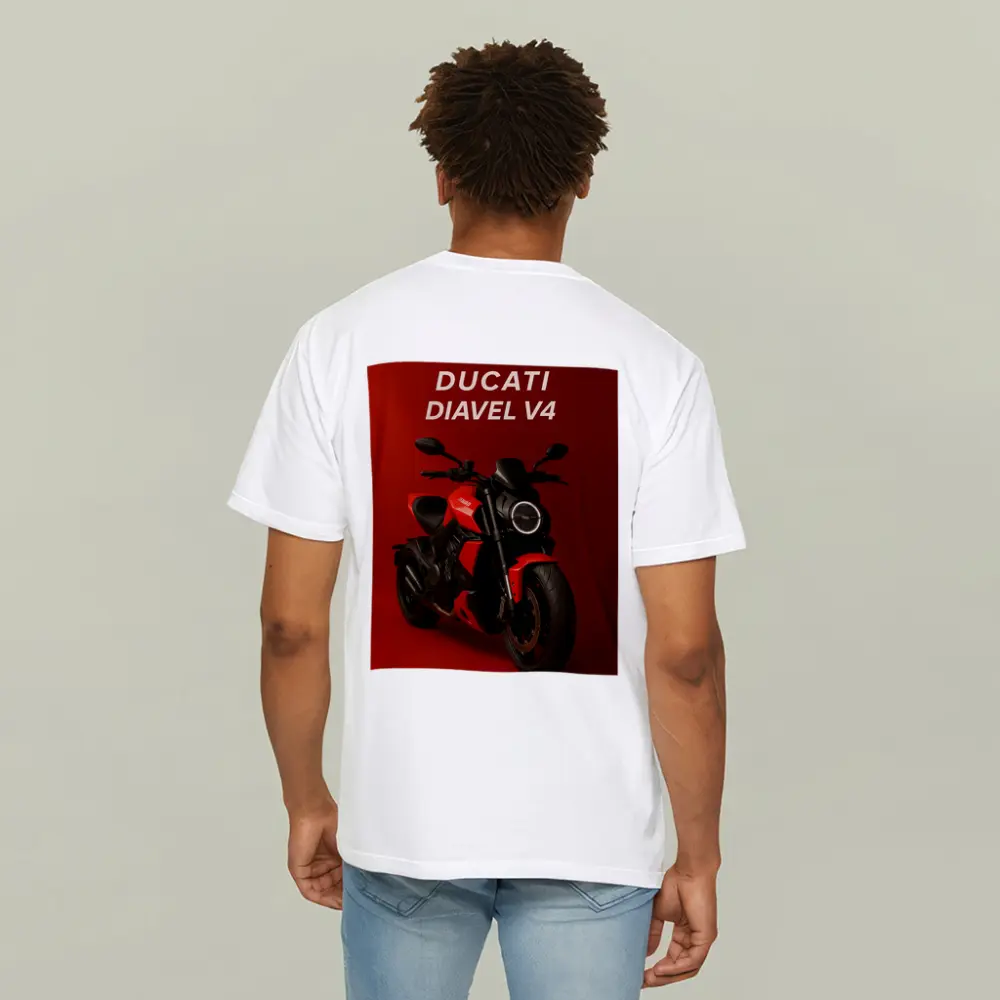 Ducati Diavel V4 Motorcycle Red Background – T-Shirts