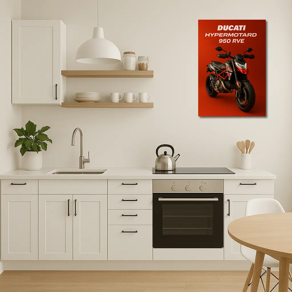 Ducati Hypermotard 950 RVE Red Background – Wall Art