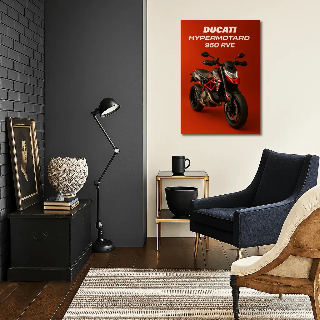 Ducati Hypermotard 950 RVE Red Background – Wall Art