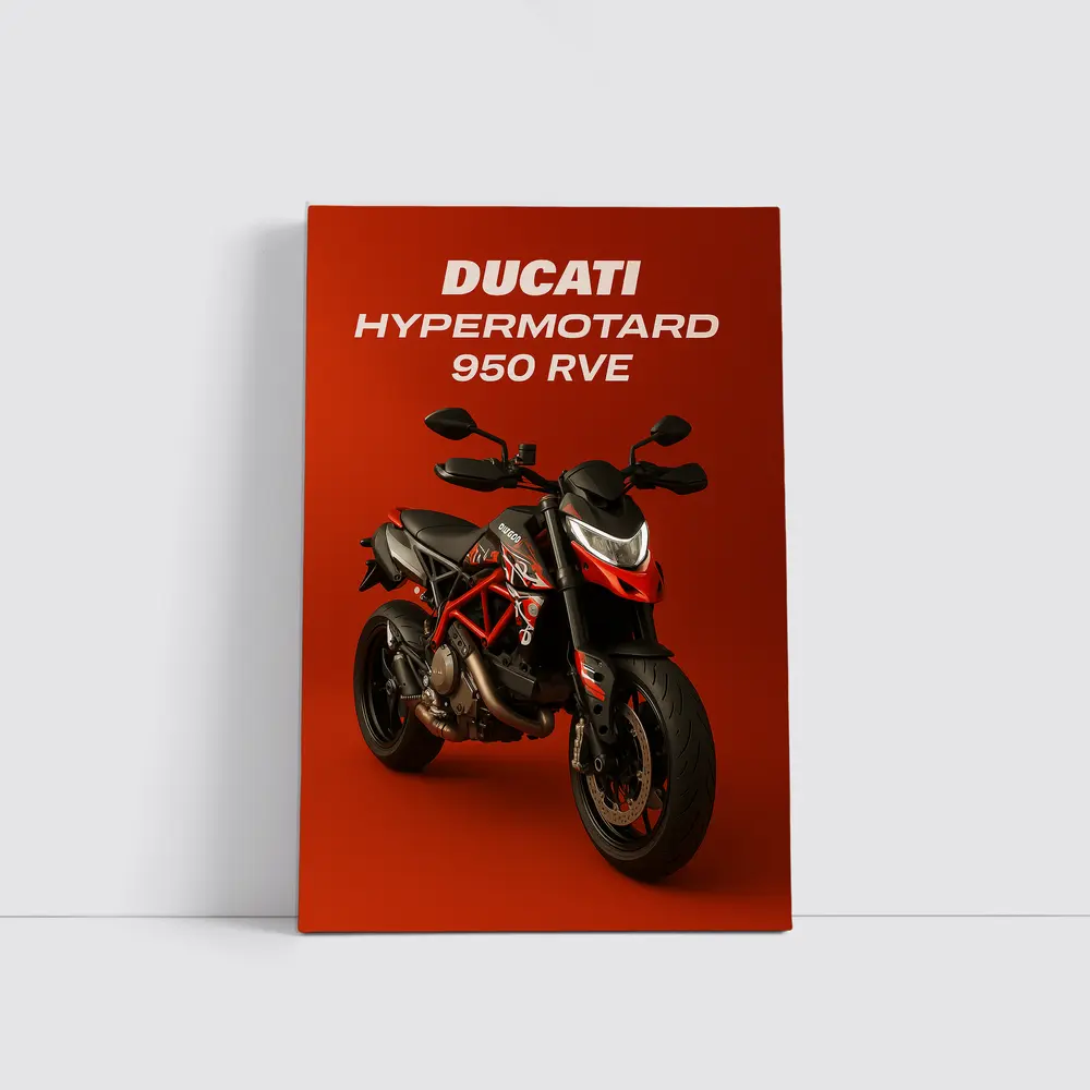 Ducati Hypermotard 950 RVE Red Background – Wall Art