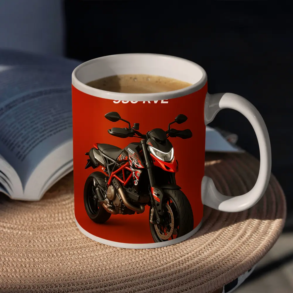 Ducati Hypermotard 950 RVE Red Background – Mugs