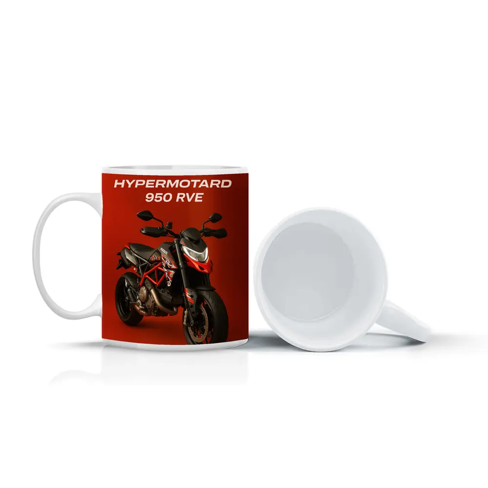 Ducati Hypermotard 950 RVE Red Background – Mugs