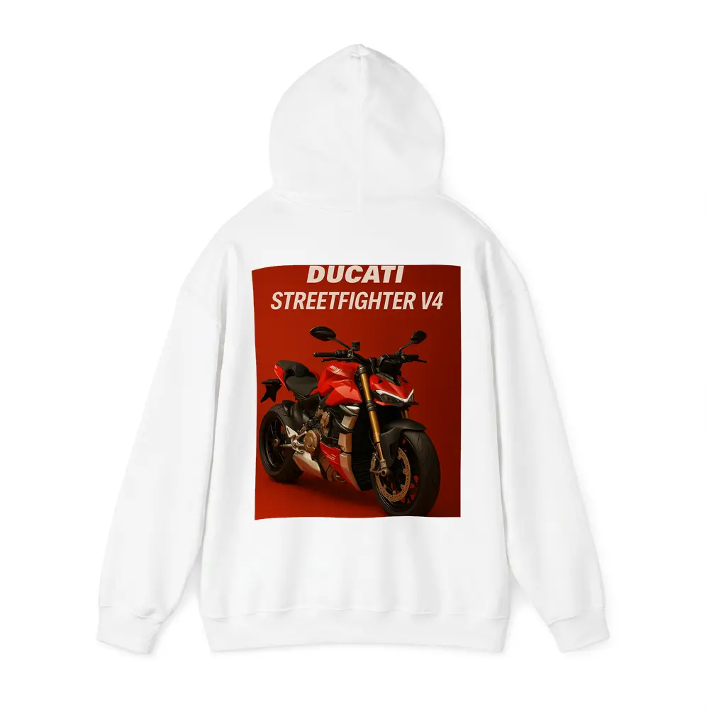 Ducati Streetfighter V4 Motorcycle Red Background – Hoodies