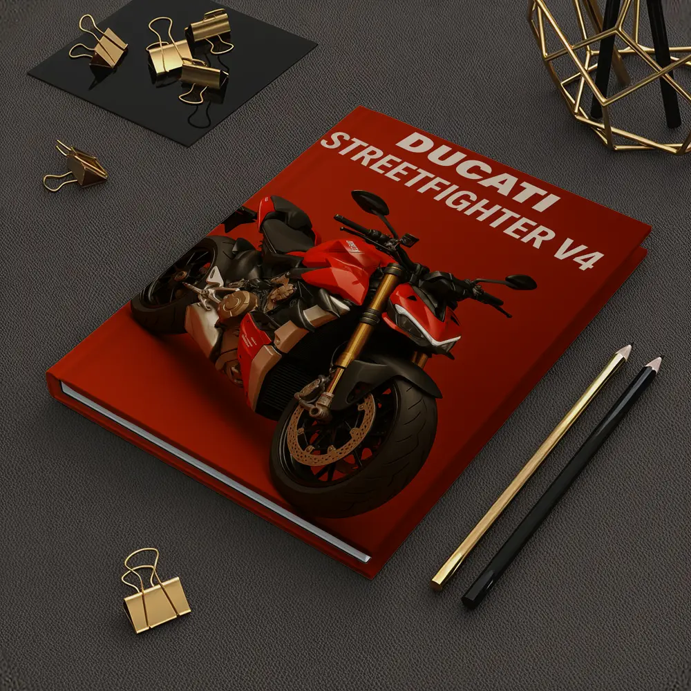 Ducati Streetfighter V4 Motorcycle Red Background – Notebooks